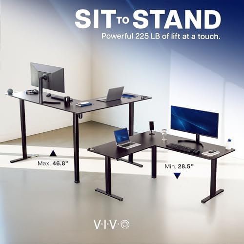 VIVO Black 84 x 63 in Corner Standing Desk, DESK-E3CTBB-84