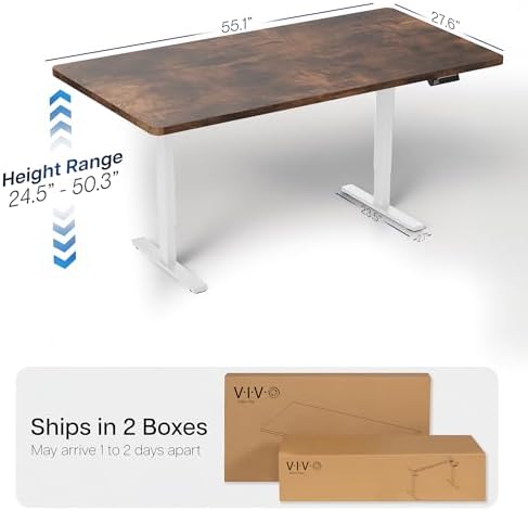 VIVO Rustic Vintage Brown 55 x 28 in Standing Desk, DESK-KIT-2W55N