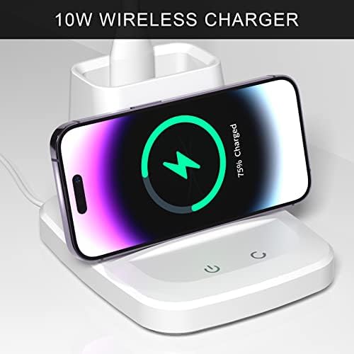 LED Desk Lamp with Wireless Charger for Home Office, White