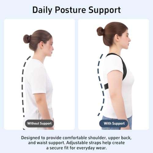 Posture Corrector for Women and Men Back Brace Upper Straightener Instant Support Hunchback Upright Straight Under Shirt Rounded Shoulder Relief Pain Correcting Spine Adjustable (S/M)