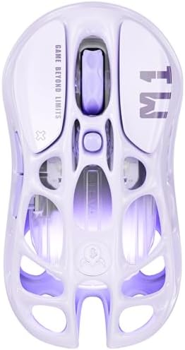 GravaStar Mercury M1 Pro Gaming Mouse, Lightweight Magnesium Alloy, 26,000 DPI, PAW3395DM Sensor, 5 Programmable Buttons, Support Wired/2.4GHz/BT, Up to 200 Hours Battery Life (Lavender Purple)