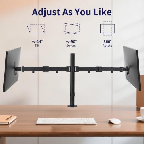 Black Dual Monitor Arm Mount for 13-32 Inch Screens
