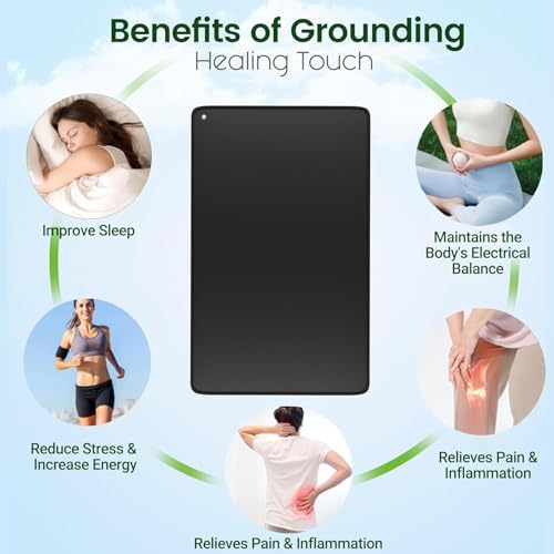 Large Size Grounding Mat, Grounding Pad for Stress, Pain, Inflammation& Wellness Support, Yoga Mat at Home,Office. Extra Conductive Test Pen Included.(26.8x18inch)