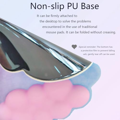 Cloud Wrist Rest Keyboard Ergonomic Mouse Pad with Wrist Rest for Keyboard and Mouse Pad Set Memory Foam PU Base Wrist Support for Computer Gaming Home Office Relief Pain Gradient Blue Pink