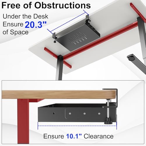 BYMECOST No Drill Under Desk Laptop Mount, Metal Under Desk Storage Shelf