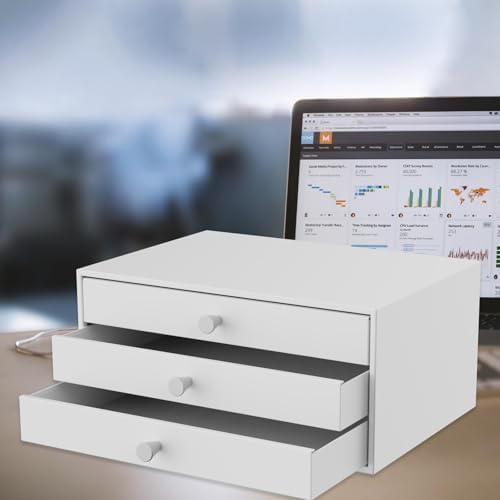 Svartur Desktop Drawers, Metal Desk Organizer with Drawer Storage Organizer for A4 File, Desk File Storage Organization for Office, Home, No Assembly Required, White