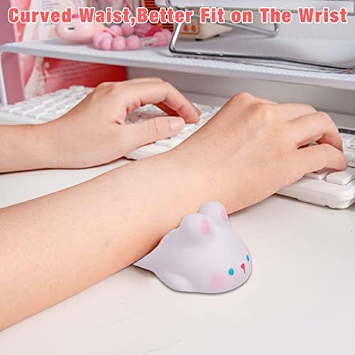 Small Wrist Rest Mouse Pad for Mouse, Mini Cute Ergonomic Cartoon Mousepad Memory Foam Design Animal Shape Wrist Support Pillow Rest Cushion Mat for Office Computer Laptop(Rabbit)