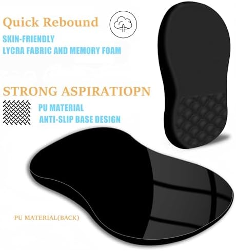 Ergonomic Mouse Pad Wrist Support with Massage Design,Classic Black Wrist Pain Relief Mousepad with Memory Foam,Non-Slip PU Base