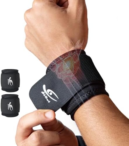 HiRui 2 Pack Wrist Compression Straps – Dual‑Layer Wrist Brace for Pain Relief & Support, Tendonitis, Carpal Tunnel, Arthritis – Adjustable Wrist Wraps for Fitness, Workouts & Everyday Use (Black)