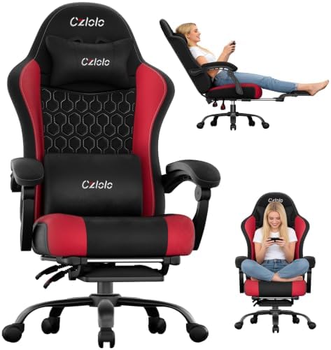 Czlolo Fabric Big and Tall Gaming Chair with Extended Footrest