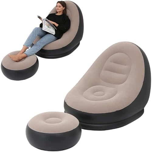 Inflatable Chair with Ottoman (Pump Not Included, Max 220 lbs)