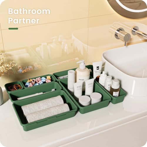 A-LuGei 【Military Grade】 Drawer Organizer for Vanity Bathroom Makeup Desk