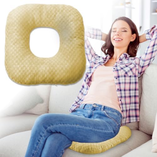 Donut Pillow for Tailbone Pain, Hemorrhoid Pillow (Yellow)
