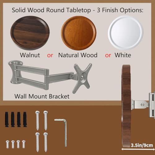 Comeon Wall Mounted Folding Nightstand, Night Stand Fold Down for Small Spaces Bedside Table Bed Side Tables Bedroom to Place Alarm Clock Electronic Devices Books (Walnut)
