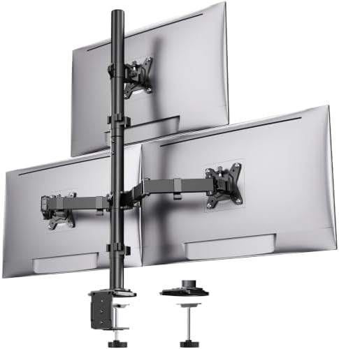 HUANUO Triple Monitor Mount for 13-32 Inch Monitors, Holds 22 lbs per Arm