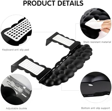 Black Acrylic Keyboard Stand with Wrist Rest，Detachable/Adjustable Width