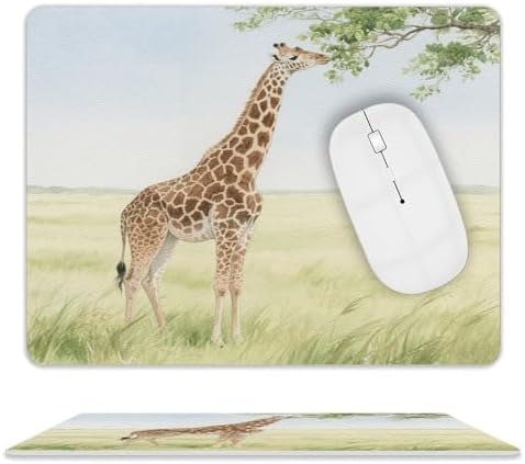 Mouse Pad Giraffe Stretching Its Neck to Eat Leaves Printed Non-Slip Desk Mat Writing Pad and Blotting Paper for Office Work Home Decoration