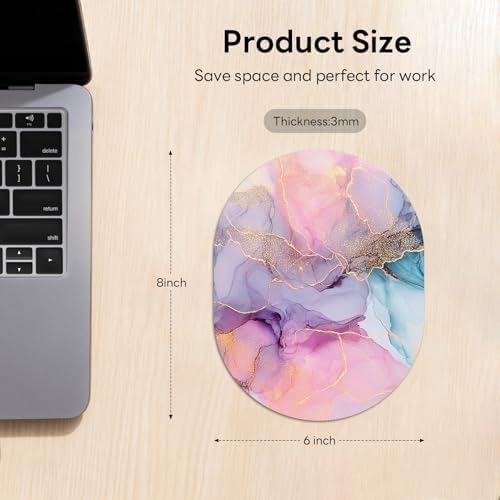 Oval Mouse Pad 6x8in Non-Slip for Laptop,Dream Marble