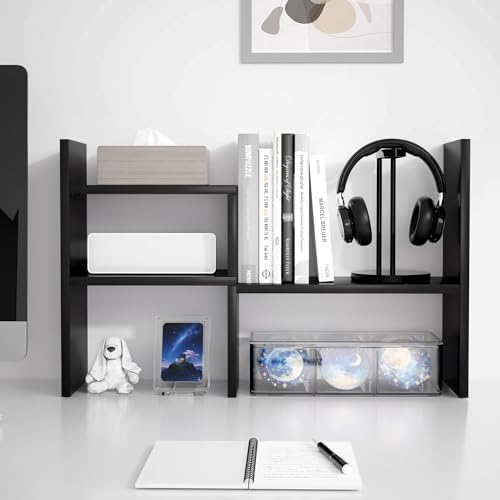 Jerry & Maggie Adjustable Rotatable Wood Desktop Display Shelf Black