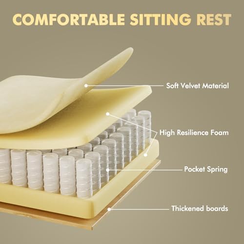 Huracan Ergonomic Gaming Chair with Massage Lumbar Cushion, High‑Back Reclining Velvet Fabric Chair with Footrest for Home Use, Adjustable Racing‑Style Gamer Chair for Work and Streaming, Beige
