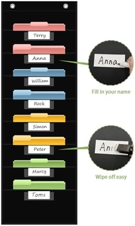 ANCOMEDO 8 Pockets File Storage Pocket Chart with 8 Nametag Pockets,Hanging Wall File Organizer for Classroom and Office Use, Keeps assignments, Files, scrapbooks, and Papers neatly Organized.