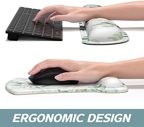 ITNRSIIET Mouse Pad Wrist Support Keyboard Wrist Rest Pad Ergonomic Mousepad Non-Slip Memory Foam Keyboard Pad Easy Typing Pain Relief Perfect for PC Laptop Gaming Office, Leaves and Branches