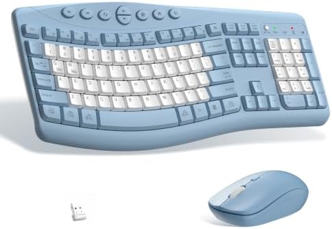 Wireless Keyboard and Mouse Combo Silent for Office,Ergonomic Curved Design