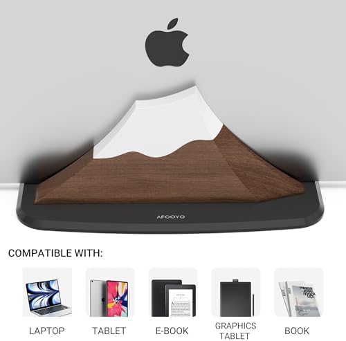 AFOOYO Vertical Laptop Stand - Snow Peak-Shaped Wooden Holder Dock Compatible with MacBook, Surface, Chromebook, Dell & More - Space-Saving Design for All Laptops,Walnut Finish