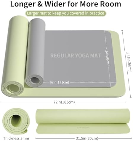 Extra Wide & Thick 8mm Yoga Mat, 72"x31.5"