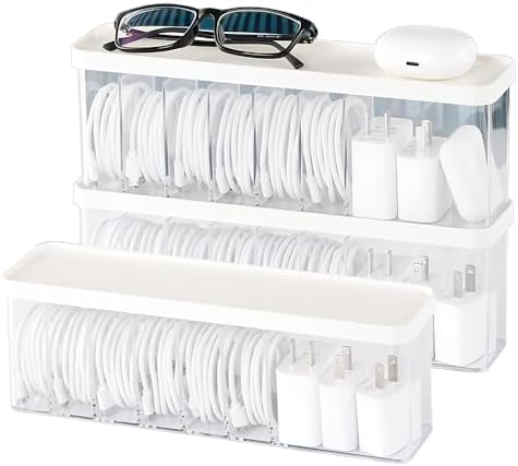 Charger Cable Cord Storage Organizer Box - Easy Storage Without Cable Ties