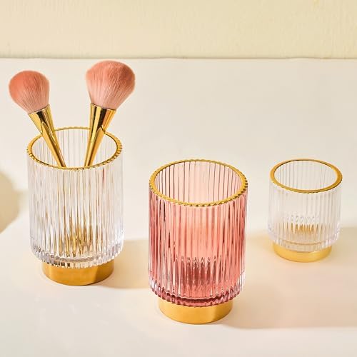 Makeup Brush Holder Organizer,Toothbrush Holders,Desk Pen Pencil Holder,Multifunctional Vintage Glass Brush Cup(A3-16-US)
