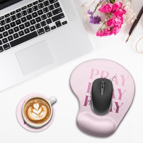 iRudyard 2Pcs Rubber Coasters Mouse Pad Wrist Support Pu Pink Washable
