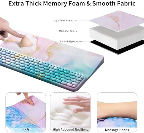 Keyboard Stand for Desktop, Keyboard Wrist Rest, Ergonomic Keyboards Holder for Easy Typing Working, Wrist pad for Keyboards with Comfortable Wrist Rest for Keyboard Blue Pink
