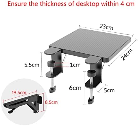 Sisyphy Ergonomics Desk Extender Tray, 9.5x9.1" Punch-Free Clamp on, Foldable Keyboard Drawer Tray, Table Mount Arm Wrist Rest Shelf, Computer Elbow Arm Support