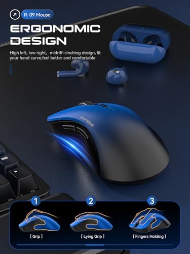 RAPIQUE Bluetooth Wireless Mouse - Dual Bluetooth & 2.4 GHz,Gradient Blue