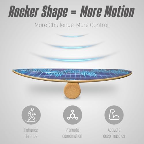 2026 NEW｜29" Surf Balance Board for Kids & Adults｜MAX. 350lbs Balance Boards with Cork Roller & Half Ball｜0.6" Wobble Board Trainer from Beginner to Advanced｜Wooden Slack Board