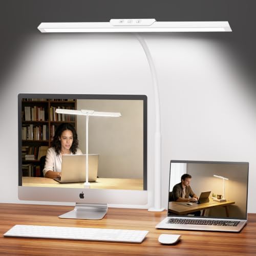 MOICO LED Desk Lamp with Clamp for Office Home-(White, 14.8in)