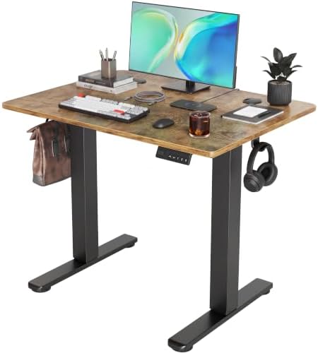 Claiks Electric Small Standing Desk, 35x20 Inch, Rustic Brown