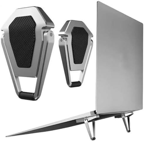 Portable Laptop Stand for Desk, Mini Foldable Laptop Riser,Anti-Slip Alloy Keyboard Stands Riser, Computer Stand Compatible with MacBook Air/Pro/Dell/HP/Lenovo/11''-17''Laptops and Keyboards (Silver)