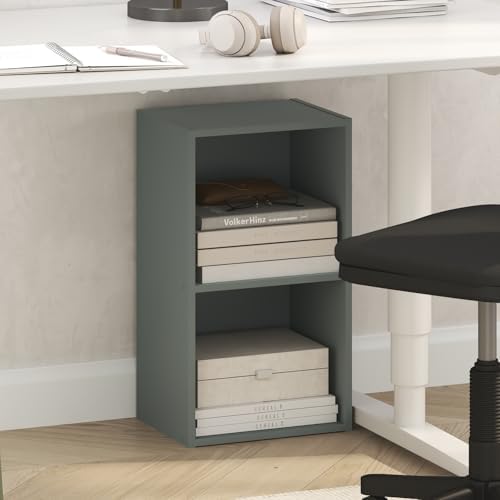 Furinno PASIR Book Shelf, 2-Tier Modern Bookshelf, Open Shelves Bookcase 9 x 12 x 21, Easy Assembly, for Living Room, Bedroom, Home Office, Sage Green