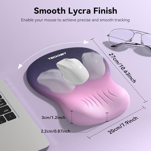 TECKNET Ergonomic Mouse Pad with Wrist Rest, Smooth Surface & Non-Slip Base