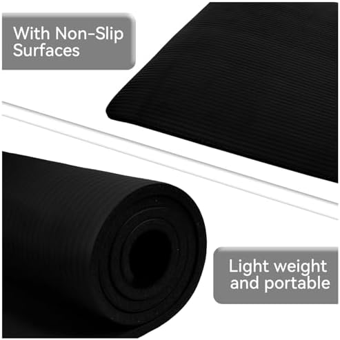 Fitvids 1/2-inch Thick High Density Exercise Yoga Mat with Carrying Strap