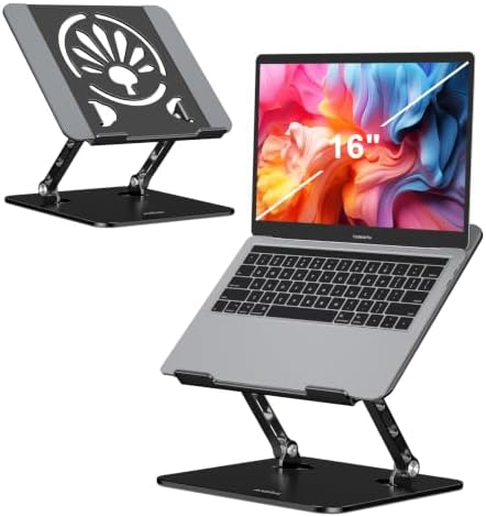 Adjustable Aluminum Laptop Stand for Desk,Ergonomic Riser, Black