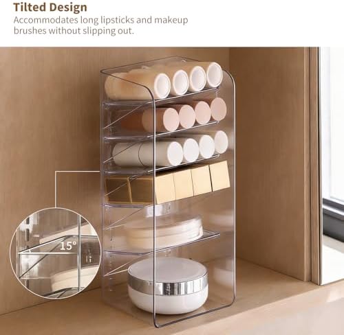 PAVSTINE 5-Tier Slanted Medicine Cabinet Organizer, Clear