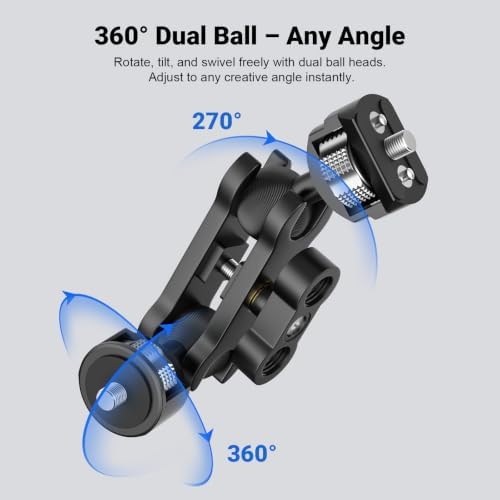 Dual Ball Heads Magic Arm Camera Monitor Mount 1/4"-20
