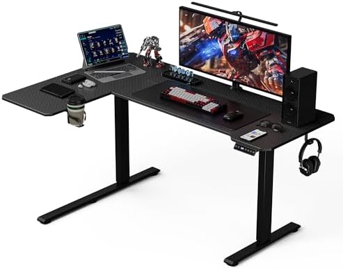 Acrolix L Shaped Electric Standing Desk,59x40 Reversible,Black Carbon