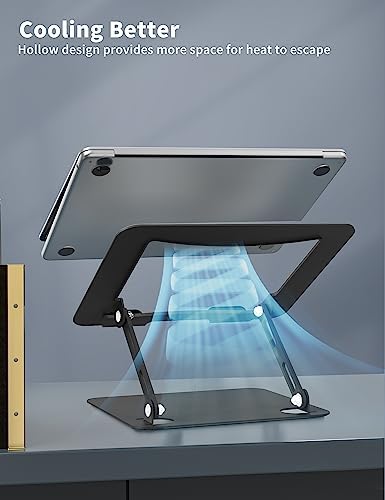 SOUNDANCE Adjustable Laptop Stand for Desk, Metal Riser 10-15.6", Black