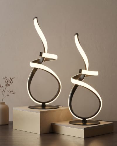 2 Pack LED Touch Dimmable Table Lamp, 3D Spiral Cool Desk Light