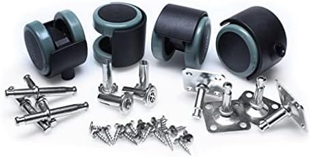 Slipstick CB681 2 Inch Floor Protector Rubber Caster Wheels (Set of 4) 5/16 Inch Stem or Top Plate Mounting Options - Black/Gray Green