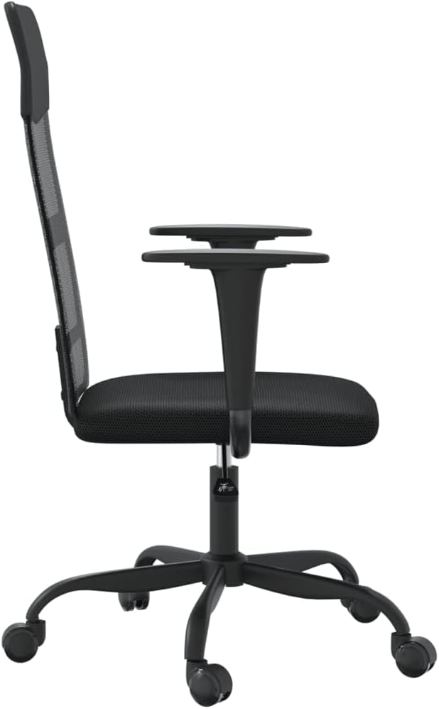 Office Chair Black with Adjustable Height 40.9in to 44.9in, 360-Degree Swivel, Breathable Mesh and Faux Leather, Robust Steel Frame Supports 242.5 lb, 5 Smooth-Rolling Wheels